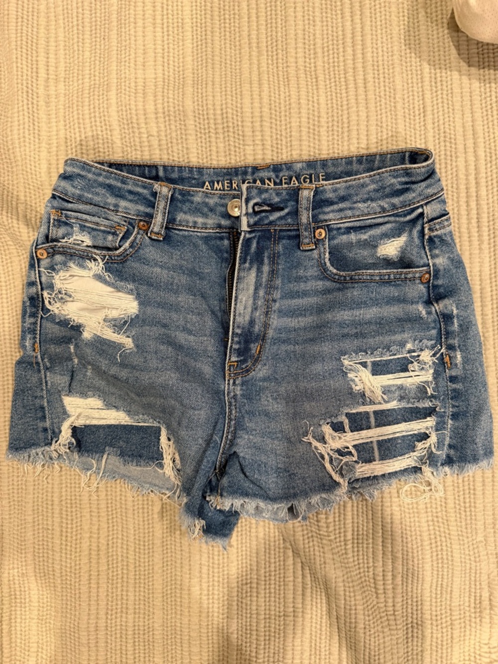 American Eagle Outfitters Women's Distressed Denim Shorts - Blue -Size 4